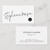 ホワイトテンプレートロゴミニマリストスクリプトシンプル 名刺 (正面/裏面)