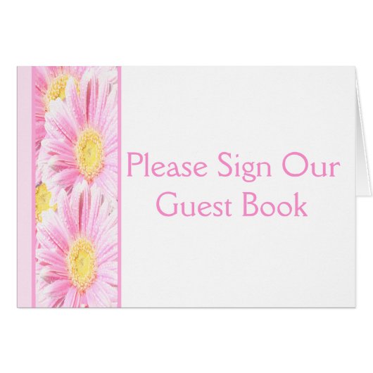 ホワイトテーブルカード上のピンクガーベラデイジー (正面横)