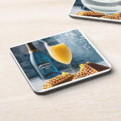 ホワイトテーブル懸命プラスチックコースター、ミモサス、チャンパ コースター (左側)