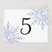 ホワイトテーブル番号に青い冬の雪片 ポストカード (正面)
