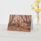 ホワイトテールジカインフォレストレトロスタイル自然 カード (黄色い花)