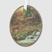 ホワイトテールディアアンドウォーターフォール オーナメント (正面)