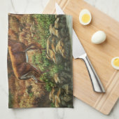 ホワイトテールディアアンドウォーターフォール キッチンタオル (四つ折り)