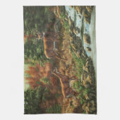 ホワイトテールディアアンドウォーターフォール キッチンタオル (縦)