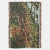 ホワイトテールディアアンドウォーターフォール スローブランケット (正面縦)