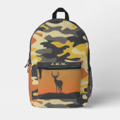 ホワイトテールディアアンド迷彩柄 プリントバックパック (正面)