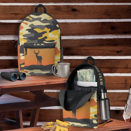ホワイトテールディアアンド迷彩柄 プリントバックパック