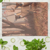 ホワイトテールディアインフォレストレトロスタイル自然 キッチンタオル (折り畳み)