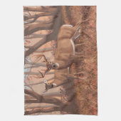 ホワイトテールディアインフォレストレトロスタイル自然 キッチンタオル (縦)