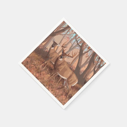 ホワイトテールディアインフォレストレトロスタイル自然 スタンダードカクテルナプキン (角)