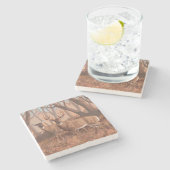 ホワイトテールディアインフォレストレトロスタイル自然 ストーンコースター (横)