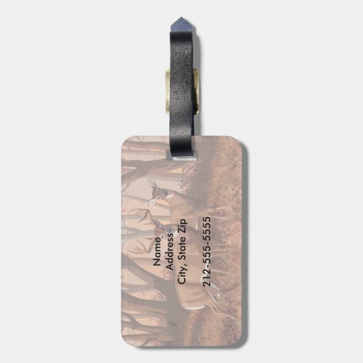 ホワイトテールディアインフォレストレトロスタイル自然 ラゲッジタグ (裏面縦)