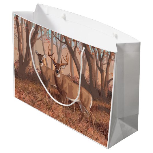 ホワイトテールディアインフォレストレトロスタイル自然 ラージペーパーバッグ (裏面アングル)