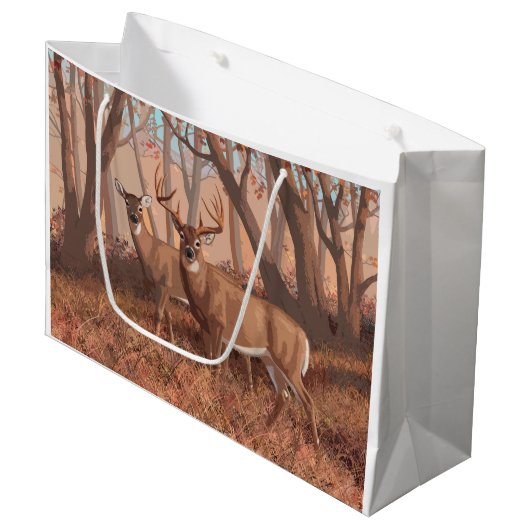 ホワイトテールディアインフォレストレトロスタイル自然 ラージペーパーバッグ (正面アングル)
