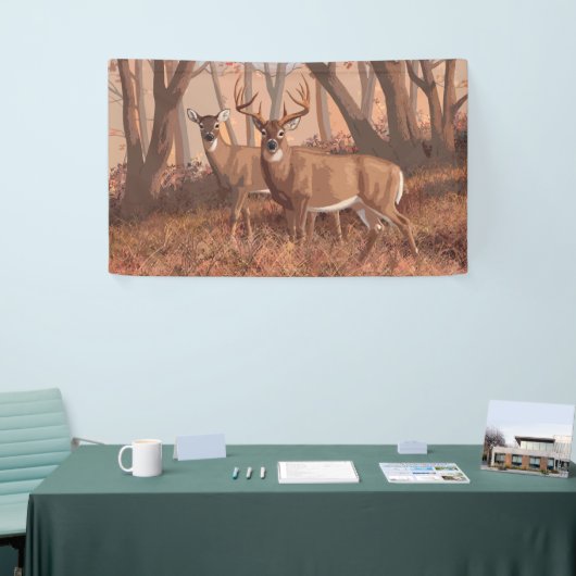 ホワイトテールディアインフォレストレトロスタイル自然 横断幕 (トレードショー)