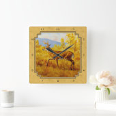 ホワイトテールディアゴールデン《植物》アスペンウッズ スクエア壁時計 (ホーム)