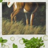 ホワイトテールディアトロフィーバック狩り キッチンタオル (折り畳み)