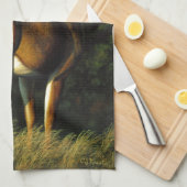 ホワイトテールディアトロフィーバック狩り キッチンタオル (四つ折り)
