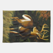 ホワイトテールディアトロフィーバック狩り キッチンタオル (横)