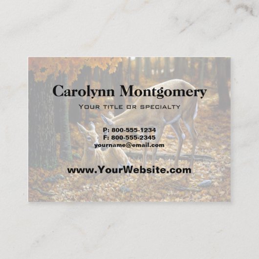 ホワイトテールディアドーと子鹿の秋 名刺 (裏面)