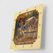 ホワイトテールディアファウン&ドエイエロー スクエア壁時計 (傾斜)