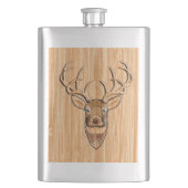 ホワイトテールディアヘッドウッドインレイグレインスタイルデコール フラスク (正面)