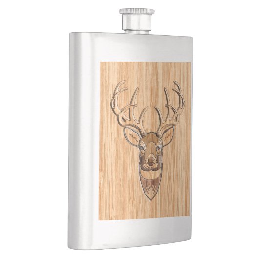 ホワイトテールディアヘッドウッドインレイグレインスタイルデコール フラスク (右)