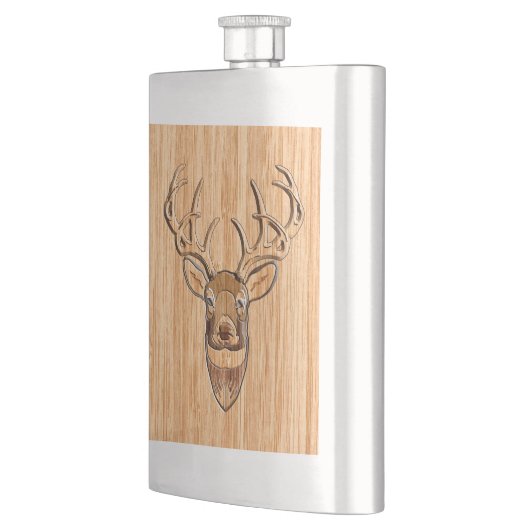 ホワイトテールディアヘッドウッドインレイグレインスタイルデコール フラスク (左)