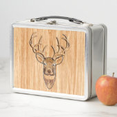 ホワイトテールディアヘッドウッドグレインスタイル メタルランチボックス (インサイチュ)