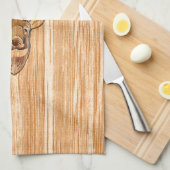 ホワイトテールディアヘッドブロンドウッドグレインスタイル キッチンタオル (四つ折り)