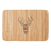 ホワイトテールディアヘッド木目スタイル表示 バスマット (正面)
