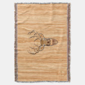 ホワイトテールディアヘッド木目デコール スローブランケット (正面縦)