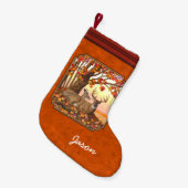 ホワイトテールディアメープルツリーオータムオレンジ スモールクリスマスストッキング (正面 (吊り時))