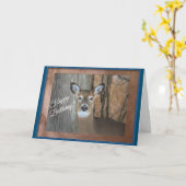 ホワイトテールディアーハッピーバースデー カード (黄色い花)