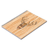 ホワイトテールバックディアヘッドウッドグレインスタイル ノートブック (左側)