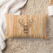 ホワイトテールバックディアヘッドウッドグレインスタイル ランバークッション (ブランケット)