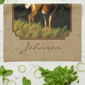 ホワイトテールバックディアー狩りタン キッチンタオル (折り畳み)