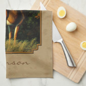 ホワイトテールバックディアー狩りタン キッチンタオル (四つ折り)