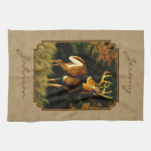 ホワイトテールバックディアー狩りタン キッチンタオル (横)