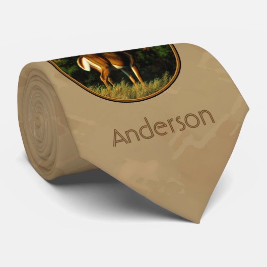 ホワイトテールバックディアー狩りタン ネクタイ (ロール)