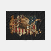 ホワイトテールバックディアー狩り7月アメリカ4日 フリースブランケット (正面(横))