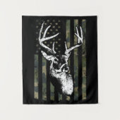 ホワイトテールバックディアー狩りUSAカモフラージュアメリカ タペストリー (正面)