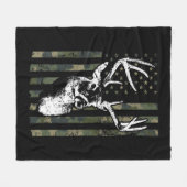 ホワイトテールバックディアー狩りUSAカモフラージュアメリカ フリースブランケット (正面(横))