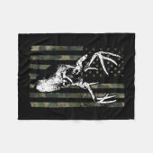 ホワイトテールバックディア狩りUSAカモフラージュアメリカ フリースブランケット (正面(横))