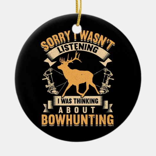 ホワイトテールバックボーカーニディングディアー狩りボウハンター セラミックオーナメント (正面)