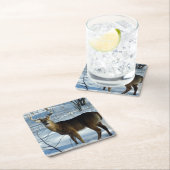 ホワイトテールバック冬 スクエアペーパーコースター (インサイチュ)