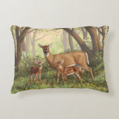 ホワイトテール鹿と可愛いツイン春 アクセントクッション (正面)