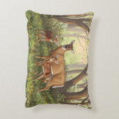 ホワイトテール鹿と可愛いツイン春 アクセントクッション (裏面(縦))