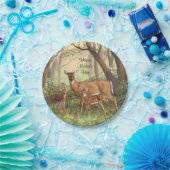 ホワイトテール鹿と可愛いツイン春 ペーパープレート (パーティー)