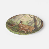ホワイトテール鹿と可愛いツイン春 ペーパープレート (アングル)
